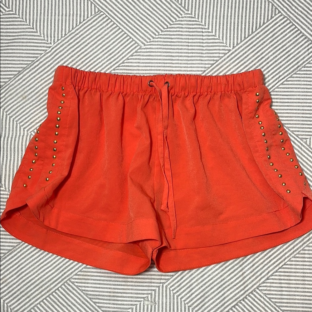 Women's Orange Studded Shorts